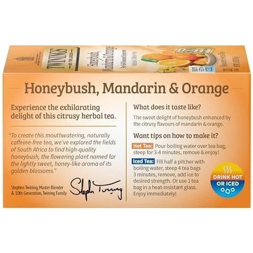 Twinings Honeybush Mandarin Orange Herbal Tea 20 Count Pack of 6 Caffeine Free