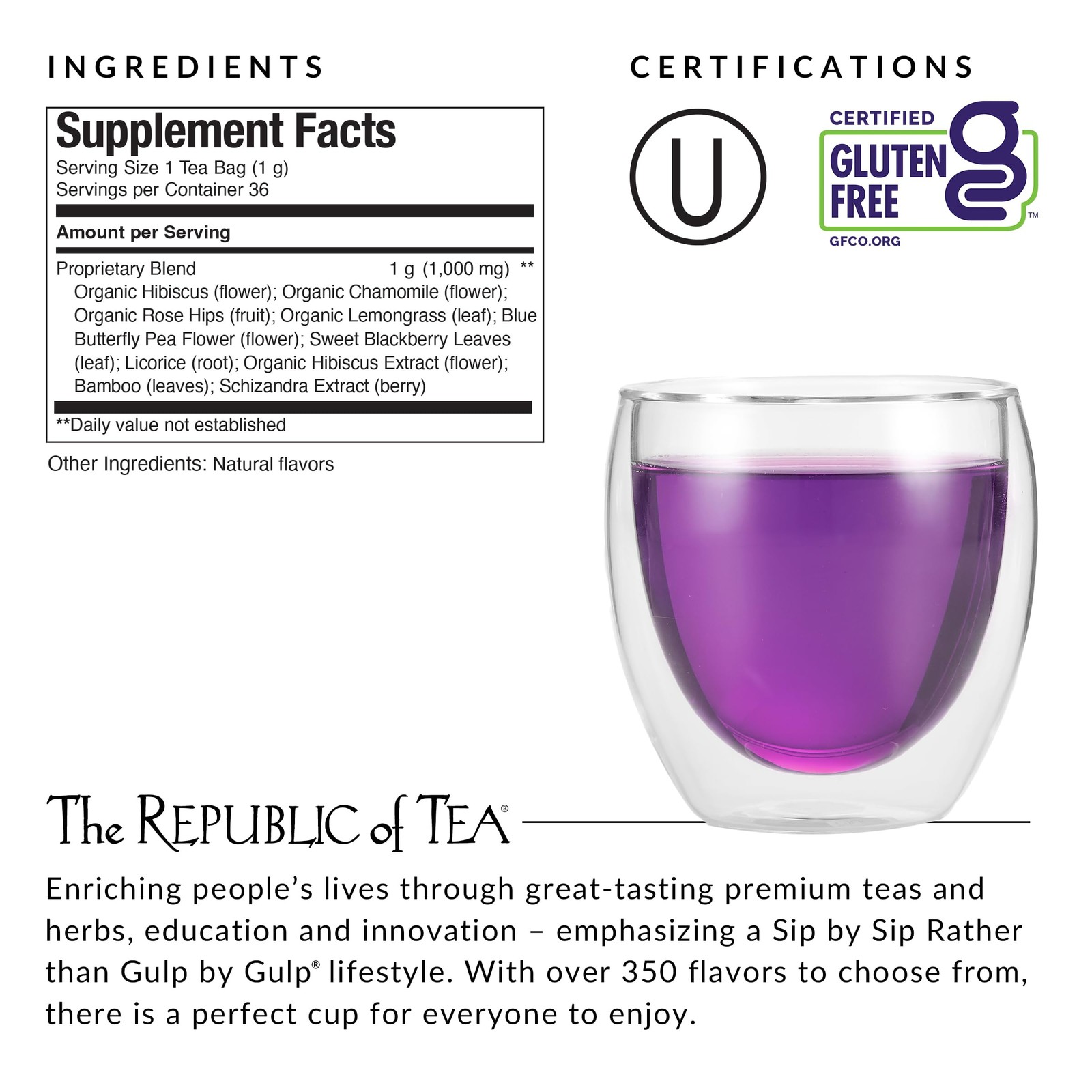 The Republic of Tea – Beautifying Botanicals® 36 Count (Pack 1), Purple
