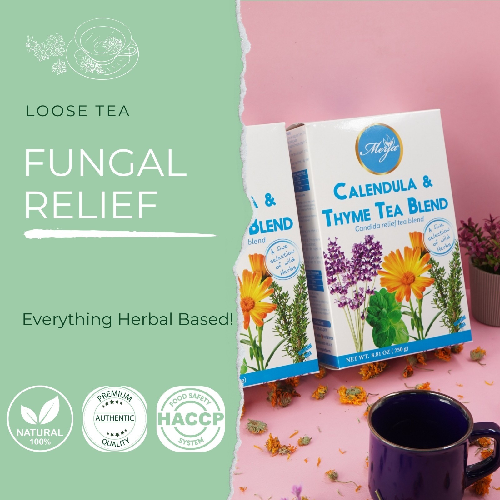 Calendula & Thyme Tea Tea – Candida Relief Tea – Loose Tea – 100% Natural Tea