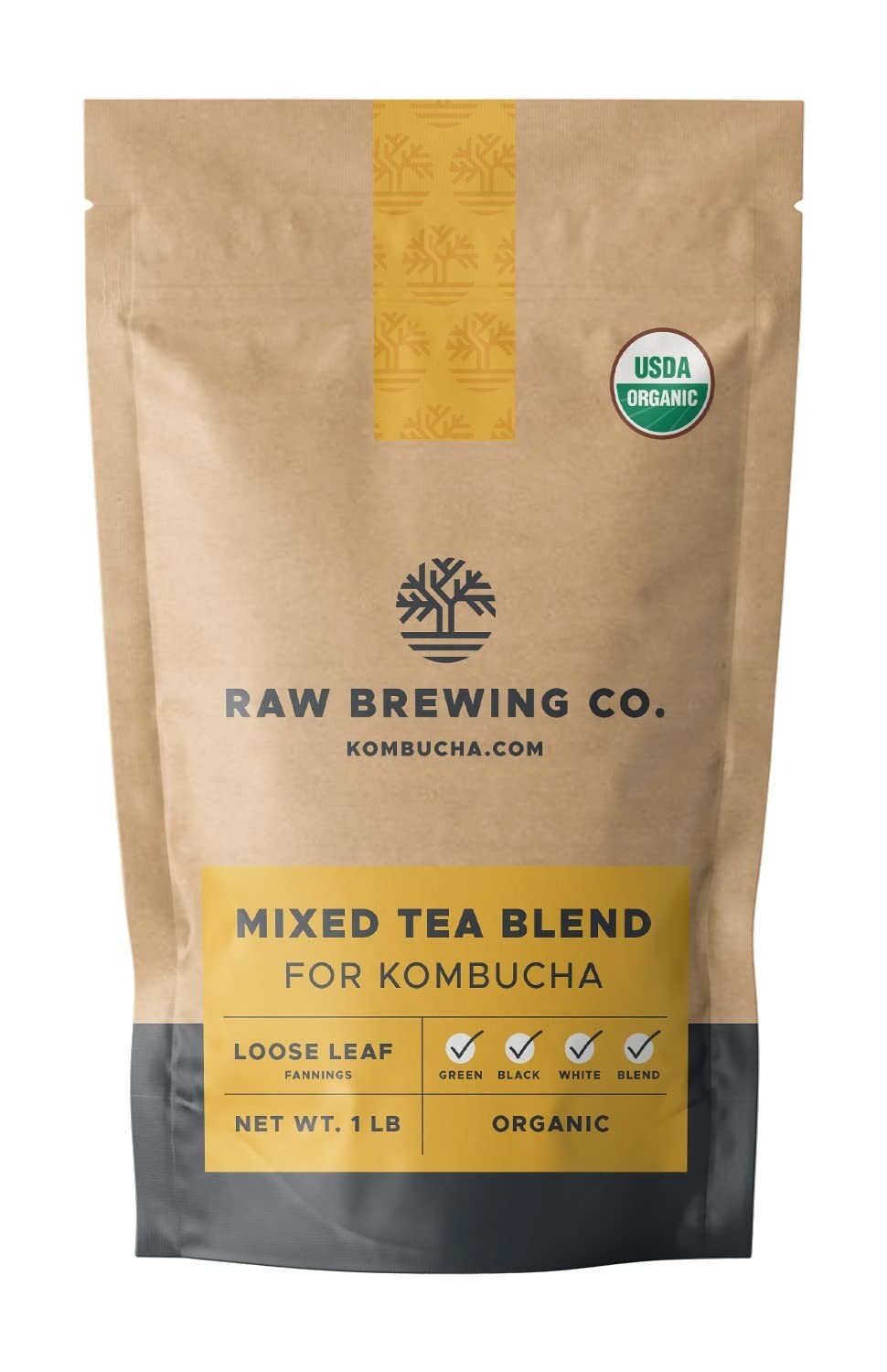 Organic Kombucha Brewing Blends – 1 Pound Black/Green/White Tea – 50 Gallons