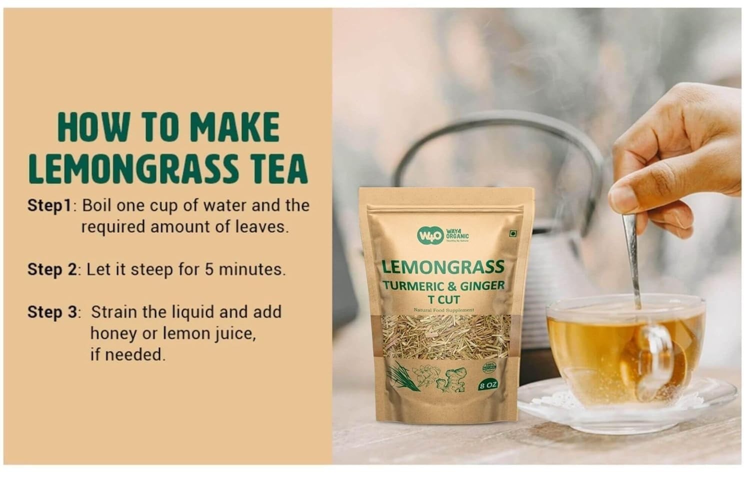 Lemongrass Herbal Tea: Turmeric & Ginger, Caffeine-Free (8-ounce)