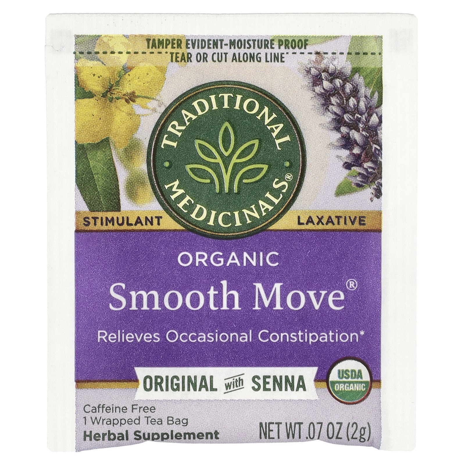 Organic Smooth Move, Caffeine Free, 48 Wrapped Tea Bags, 3.38 oz (96 g)