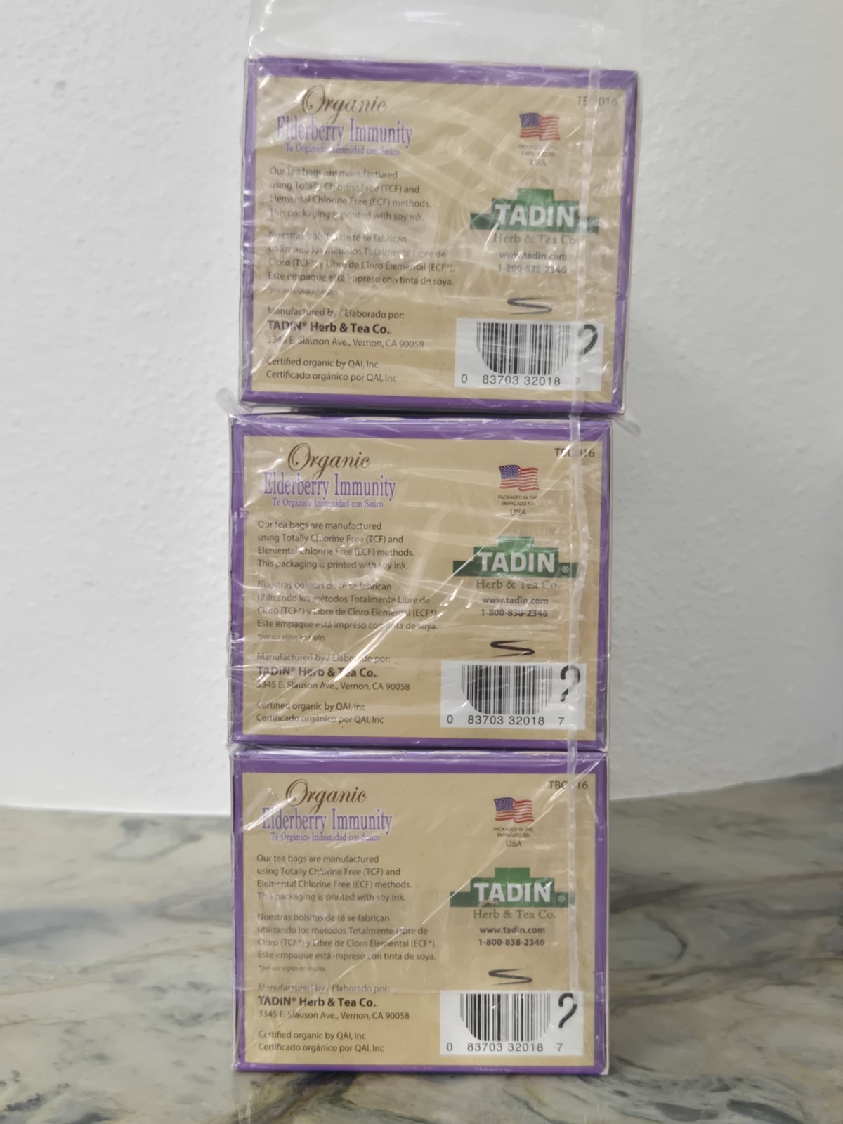 Tadin Organic Elderberry Immunity 20 Tea Bags (Lot Of 6 Boxes) Sick Health Drink