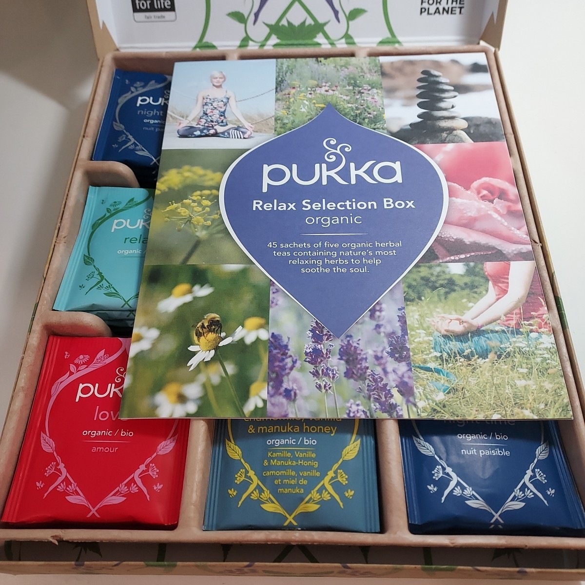 Pukka Organic Tea Relax Selection Box Gift Set 45 Sachets of 5 Herbal Blends NEW