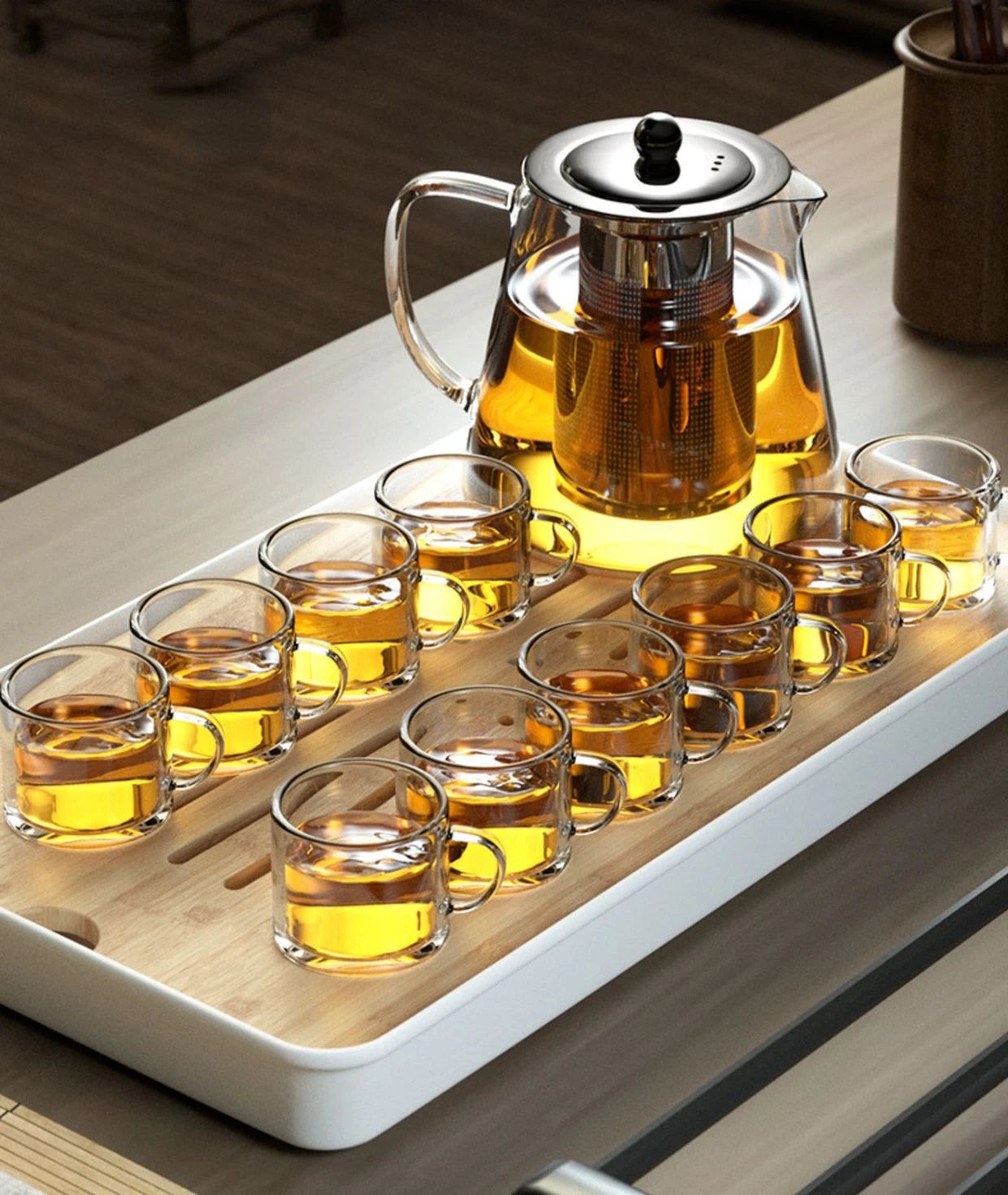Heat-Resistant Glass Teapot with Stainless Steel Infuser, 401-500ml Kung Fu