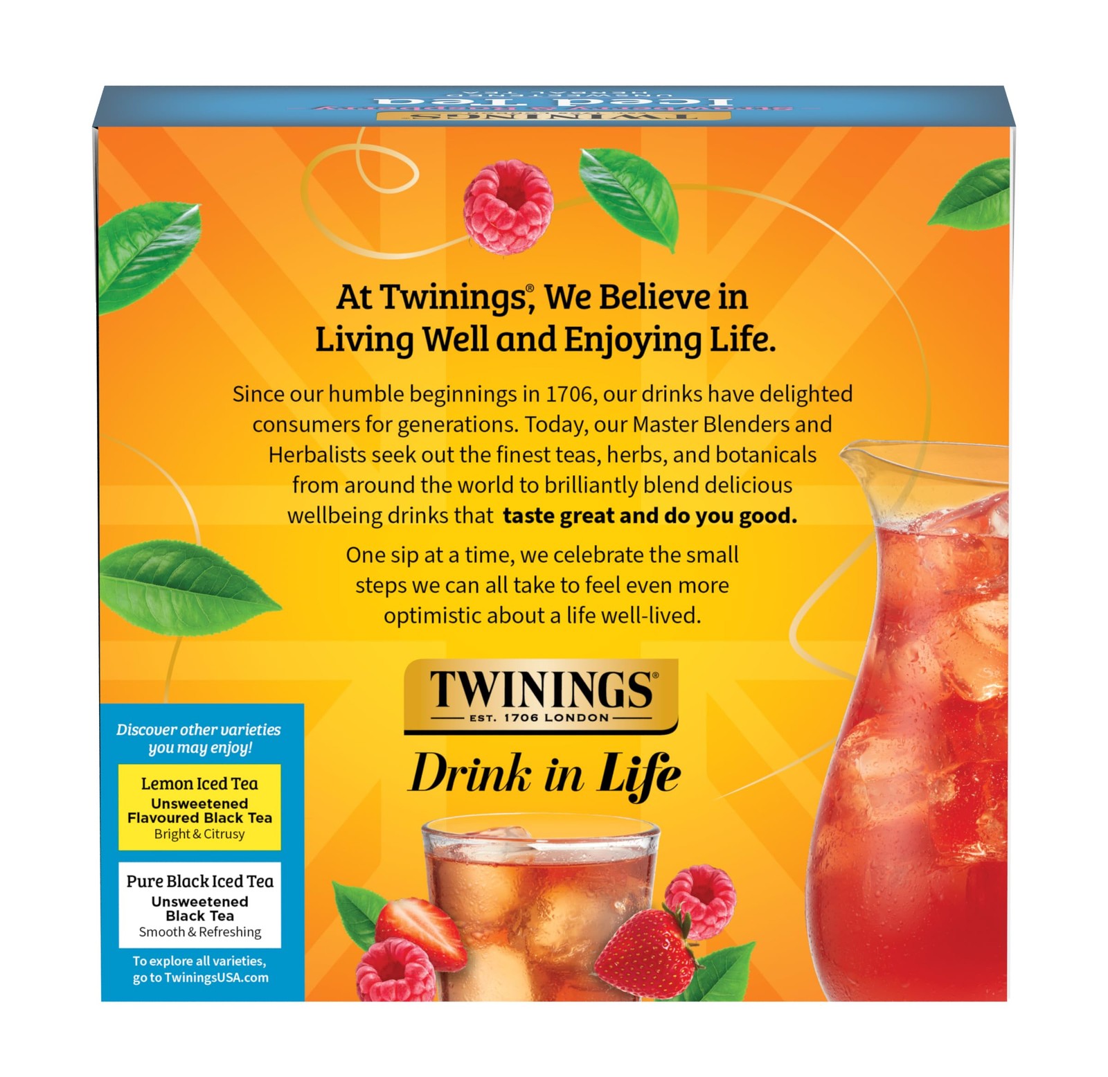Twinings Strawberry Raspberry Herbal Iced Tea, 72 Oversized Tea Bags, Makes …