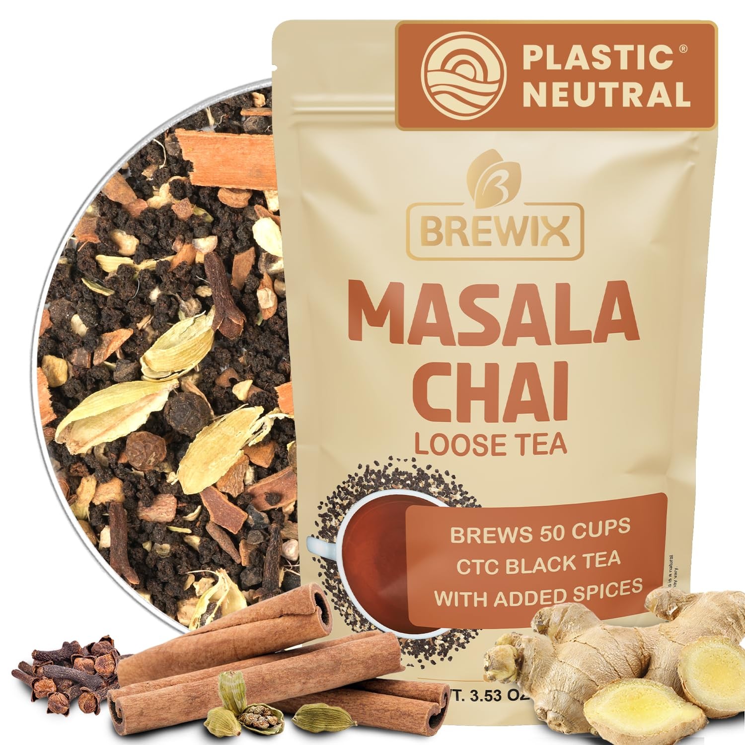 Masala Chai Tea Loose Leaf CTC TEA 50+ Cups 3.53oz/100g Strong Robust & Arom…