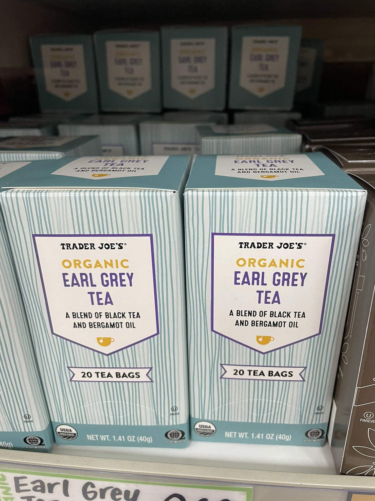 3 Packs Trader Joe’s Organic Earl Grey Black Tea 20 Tea Bags 1.41 oz Each Pack