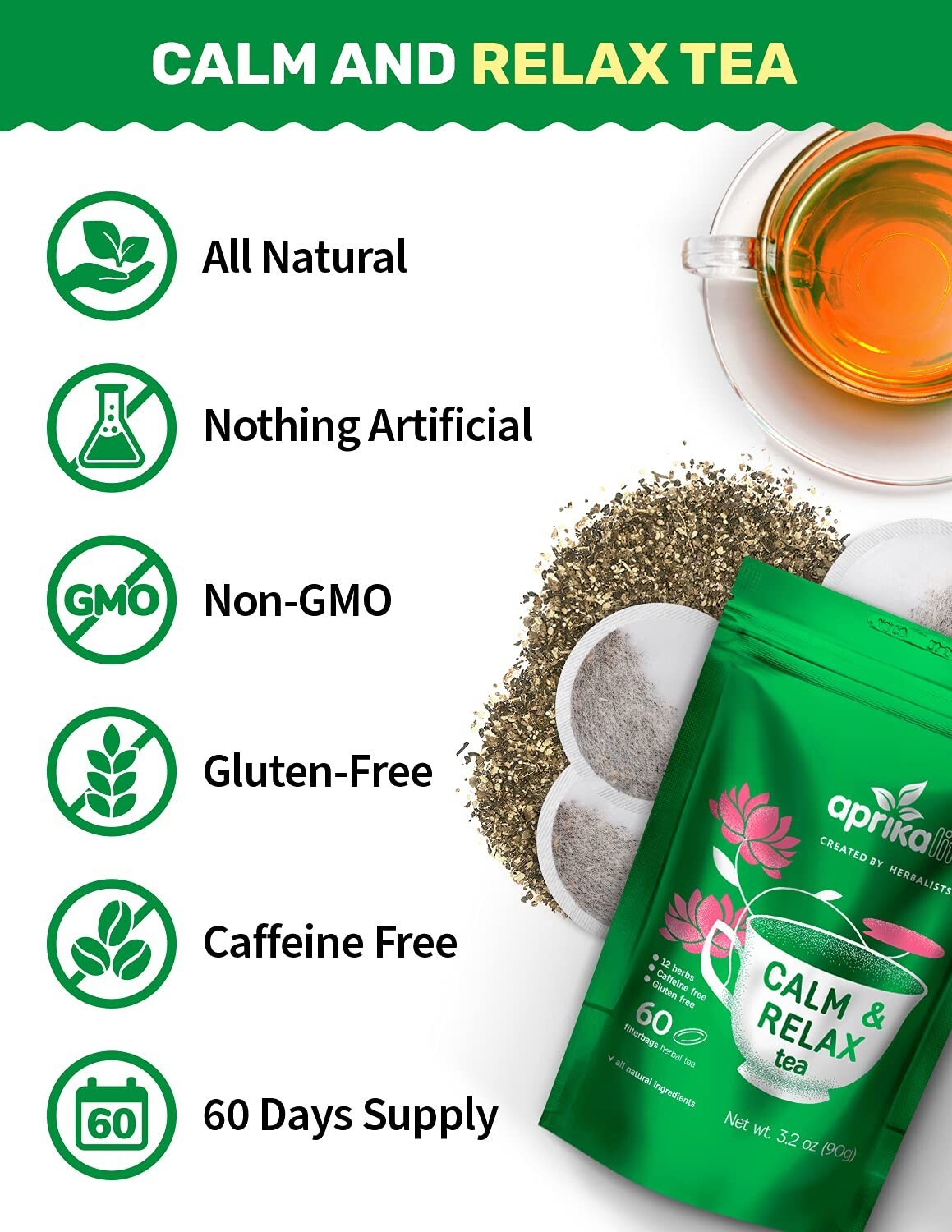 Set of 3 Herbal Teas, Tea Bulk, non-gmo, USA seller, free shipping, 0 sugar