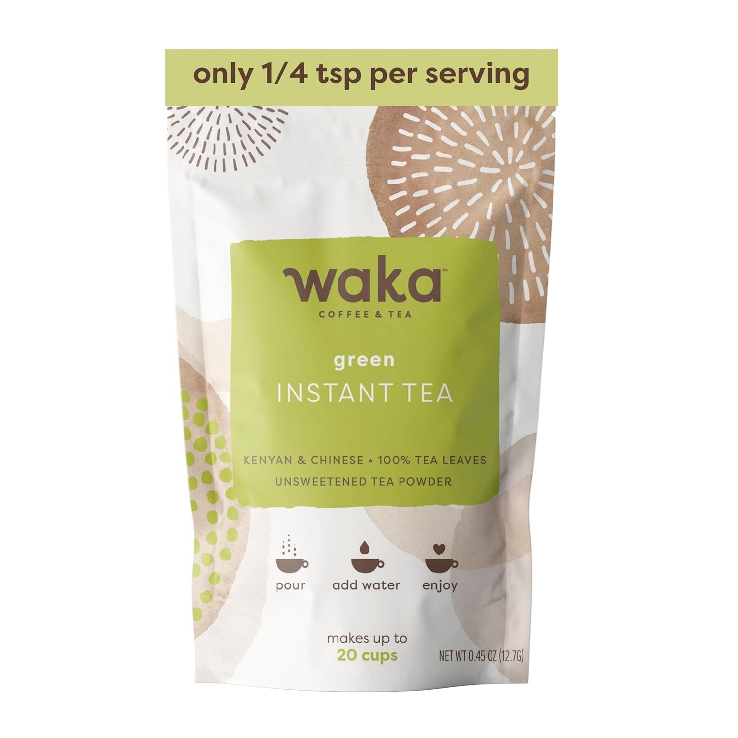 Instant Green Tea Powder – Unsweetened for Hot & Iced Tea, 20 Cups