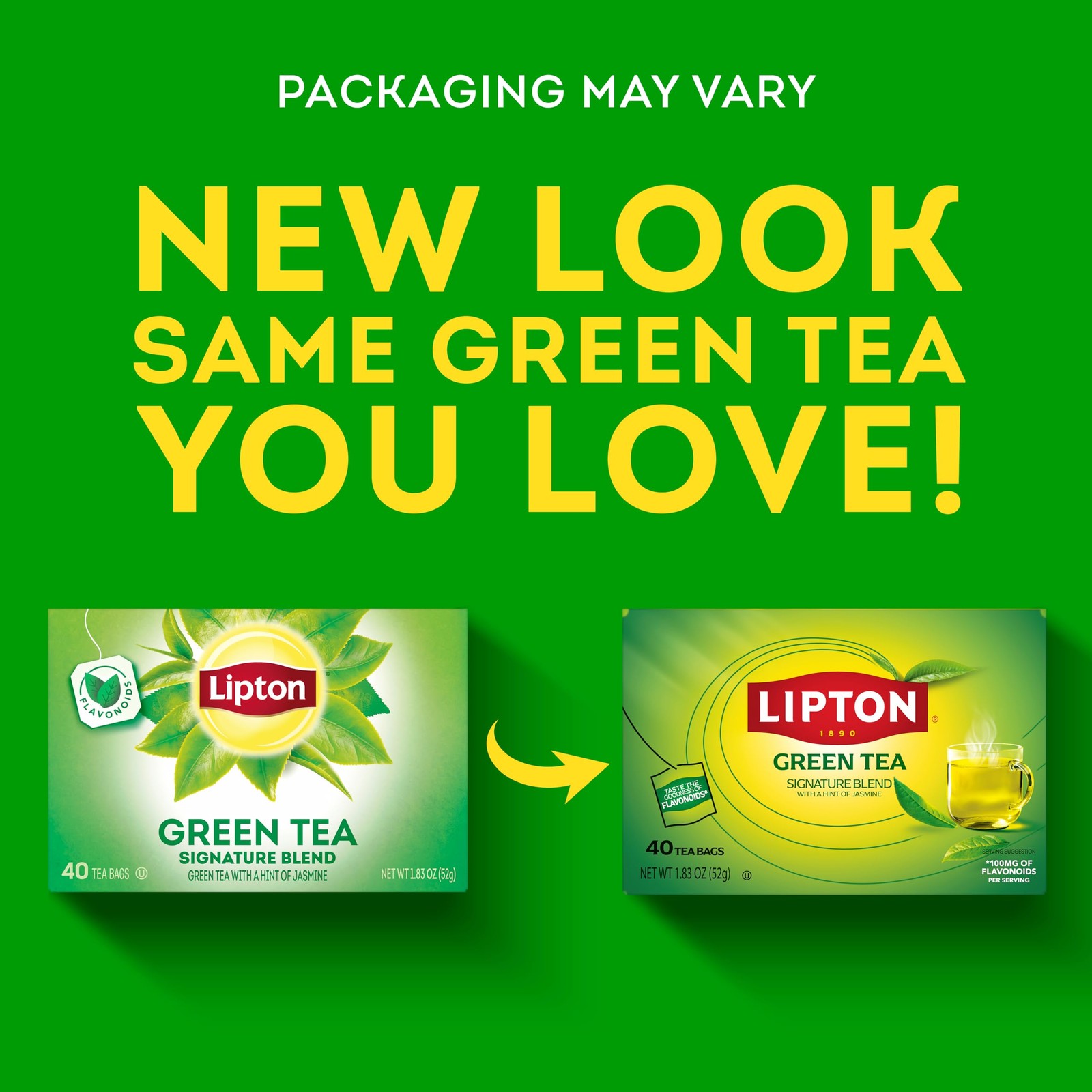 Lipton Signature Blend Green Tea Bags, Unsweetened Teabags for 40 Bags
