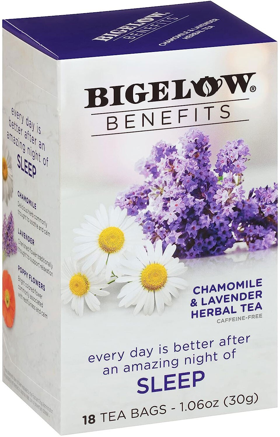 Bigelow Benefits Sleep Chamomile & Lavender Herbal Tea – 18 tea bags