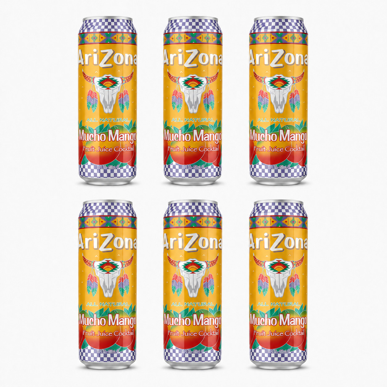 AriZona Mucho Mango 22 fl oz Cans 6 Pack Ready to Drink Beverage New