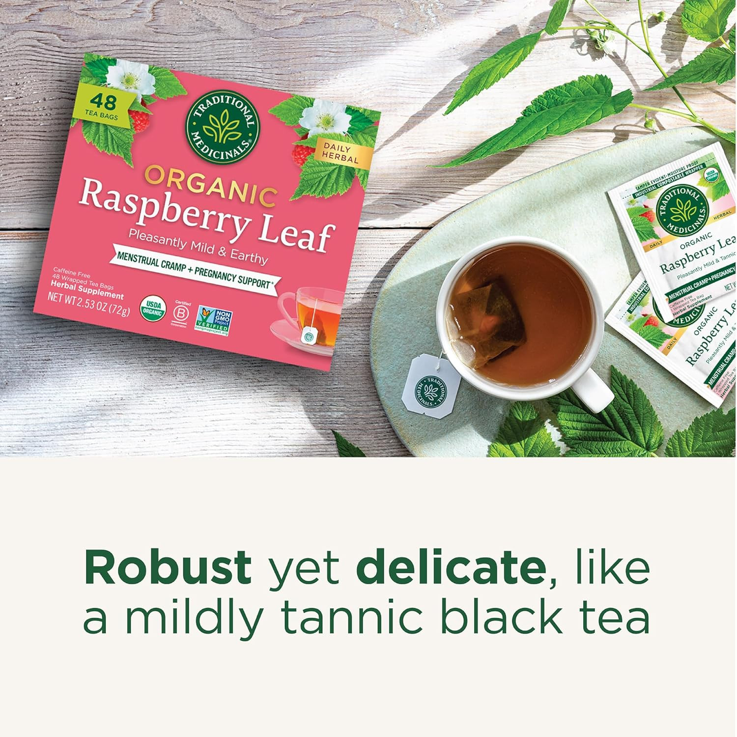 Traditional Medicinals Organic Raspberry Leaf Tea, Menstrual & Pregnancy 48 Bags
