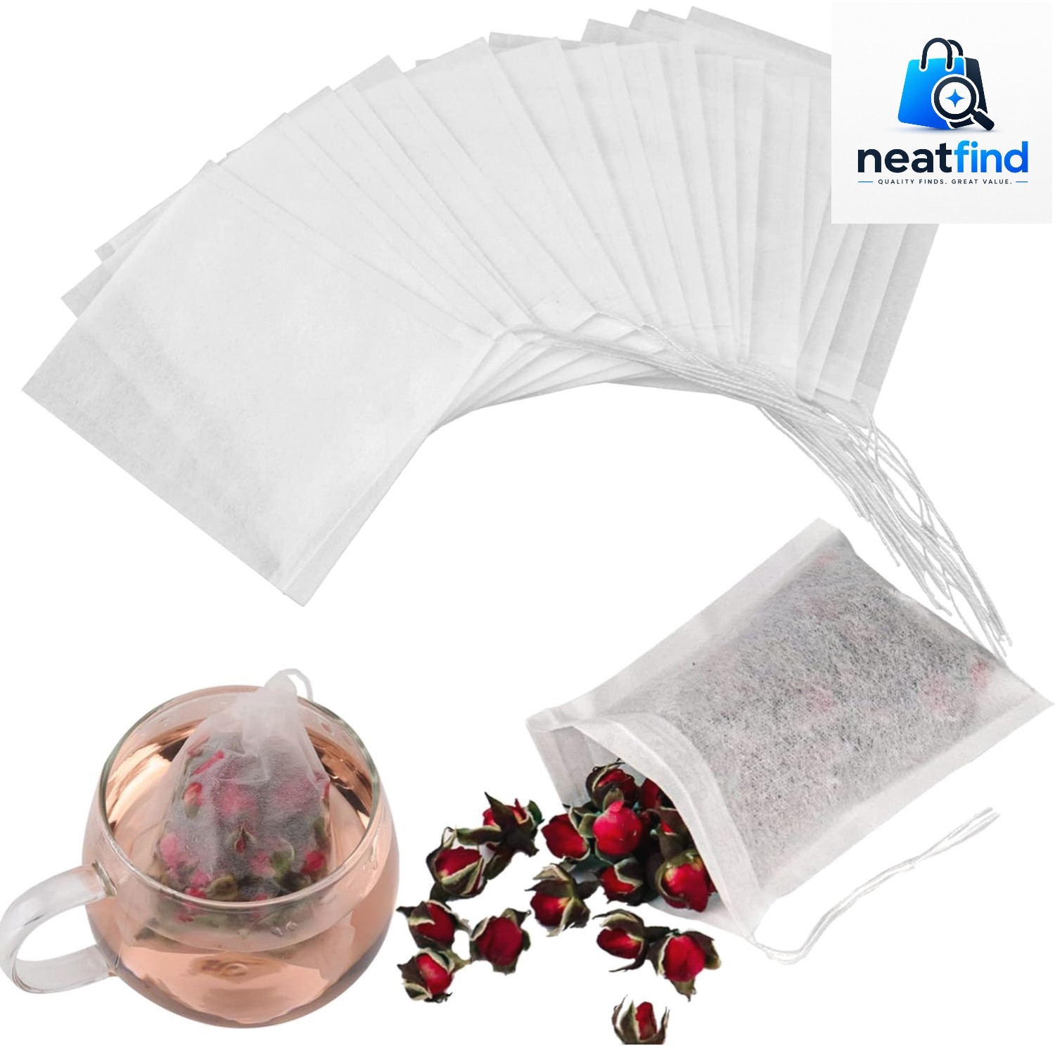 100Pcs Tea Bags for Loose Leaf Tea,3.15 x 3.94 inches Empty Tea Bags,Disposab…