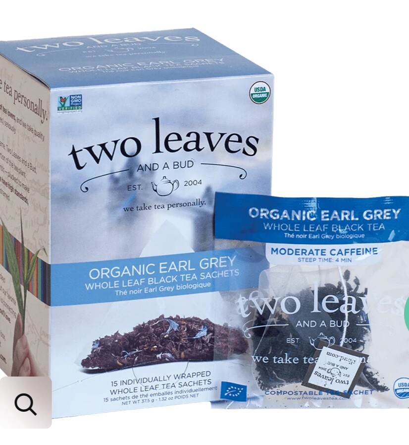 Organic Variety Pack Of 50 Single Packaged TWO LEAVES AND A BUD Tea Sachets