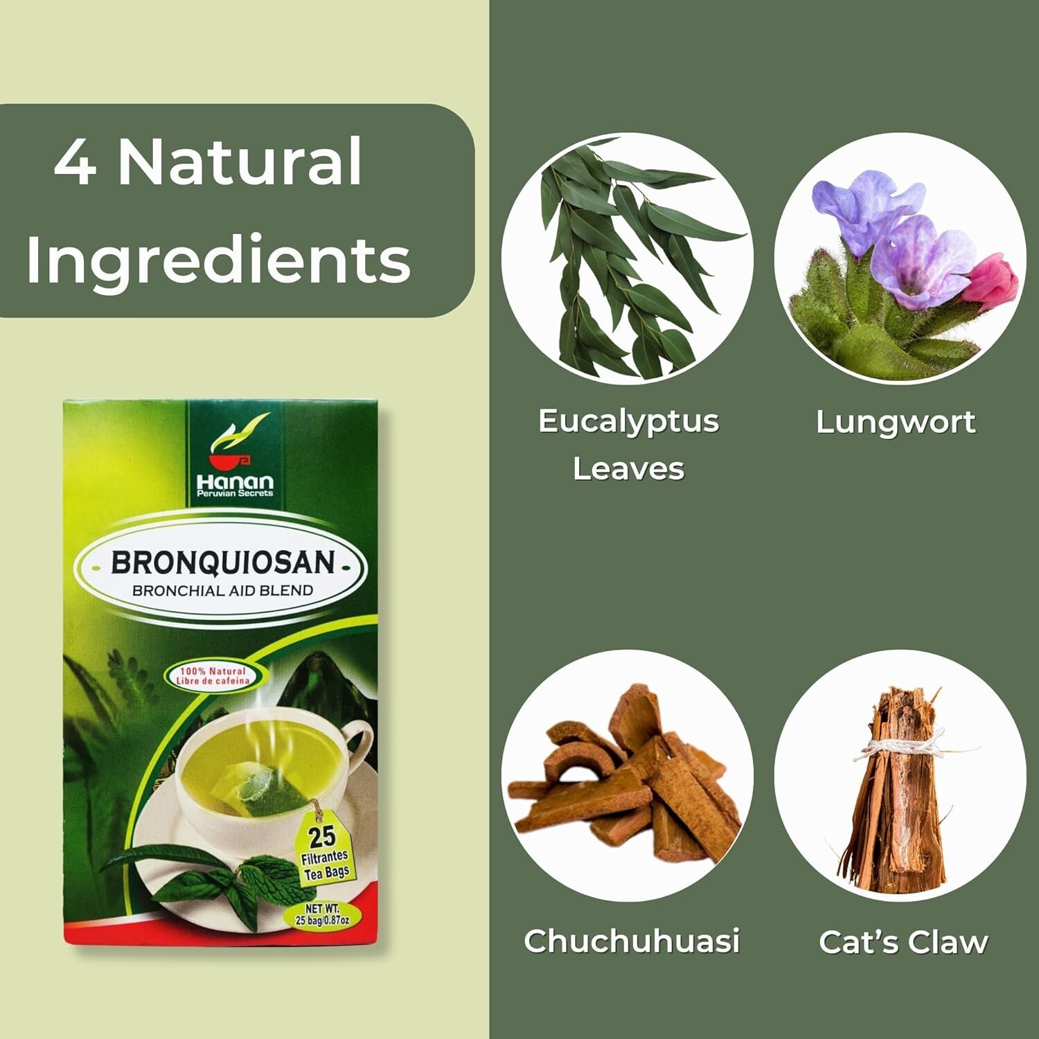 Bronchial Wellness 100 Teabags Bronquiosan – Respiratory Lung Health Blend Peru