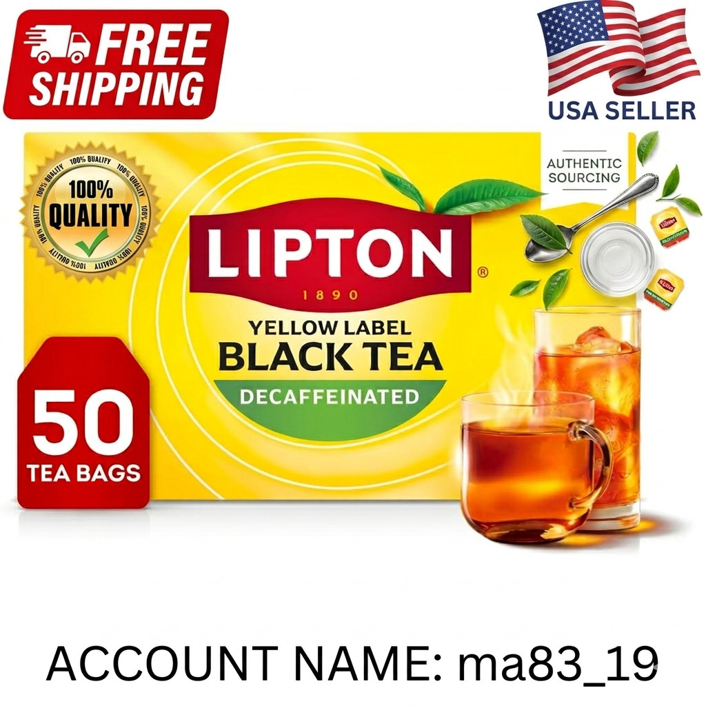 Lipton Decaffeinated Black Tea 50 Bags Yellow Label Decaf Blend USA Seller