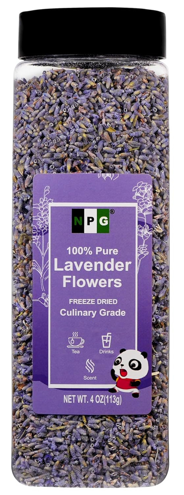 NPG Freeze Dried Lavender Flowers 4 Oz, Culinary Grade Lavender Buds for Tea, Ba