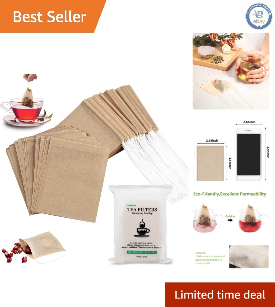 Eco-Conscious 100Pcs Disposable Tea Bags – Perfect for Herbal and Scented Tea