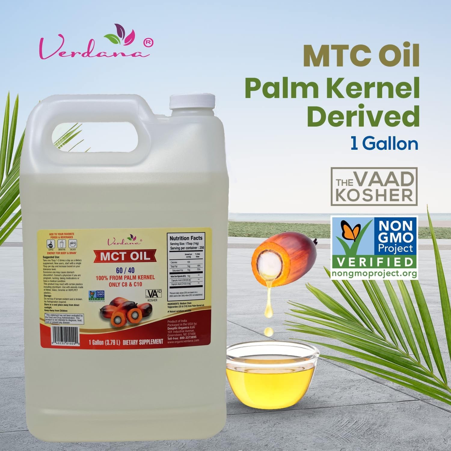 Verdana Food Grade MCT Oil – 1 Gallon (128 Fl Oz) – 128 Oz (Pack of 1)