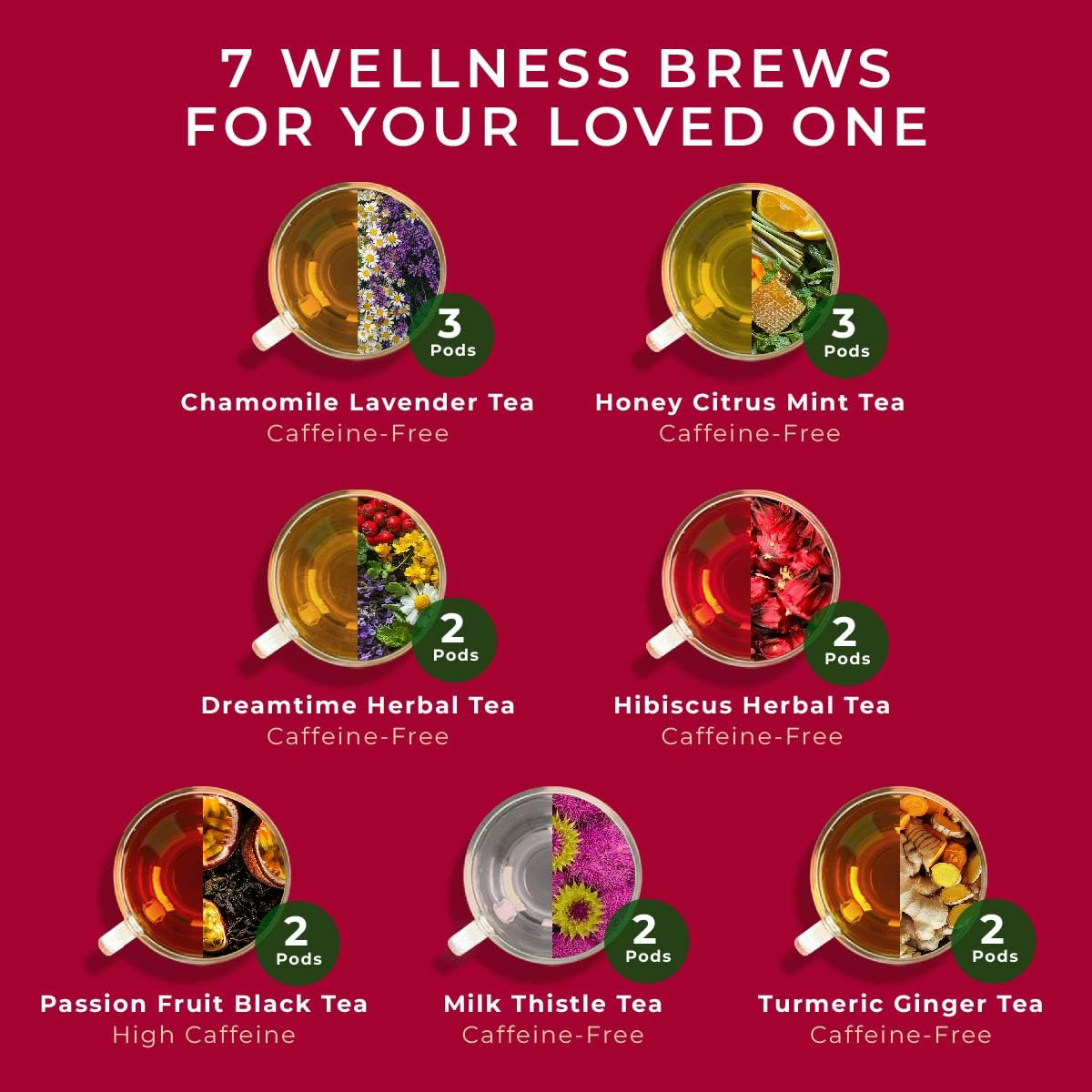 Her Wellness Tea Pod Collection Gift Set (16 Count) – Different Flavors Assorted