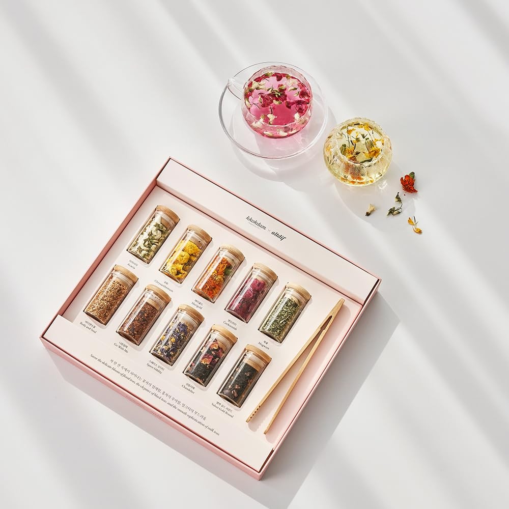 Premium 10-Tea Sampler Gift Set with Wooden Tweezers – 5 Blooming Flower & 5 …