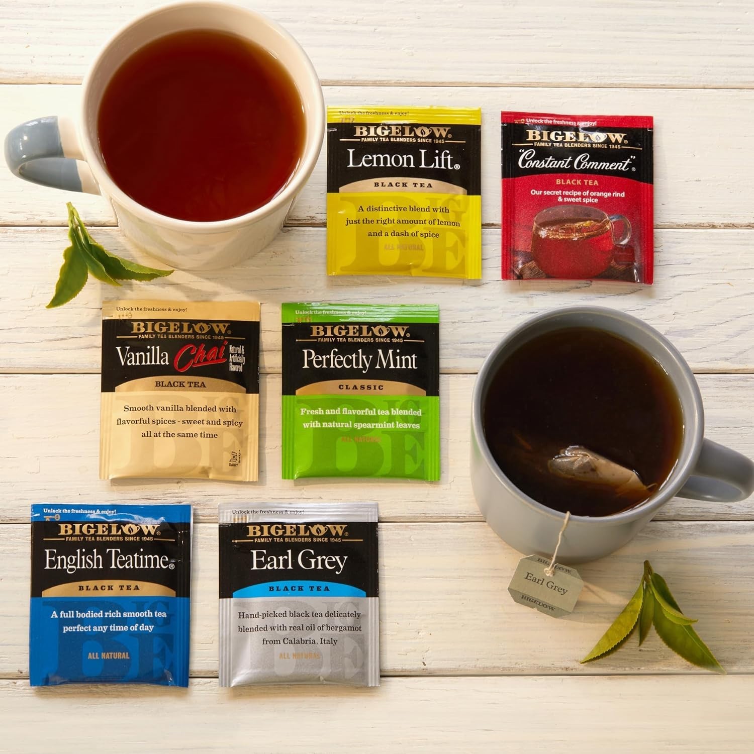 Bigelow Assorted Black Tea Pack – 6 Flavors for Anytime Enjoyment, 120 Count