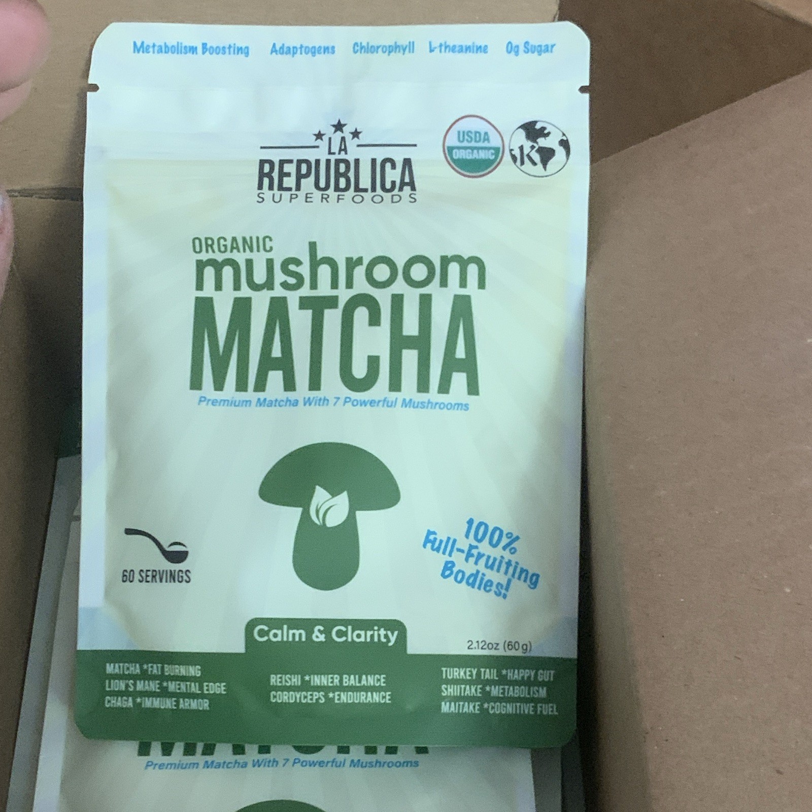 La Republica Superfoods Organic Mushroom Matcha Powder 60g 60ct USDA