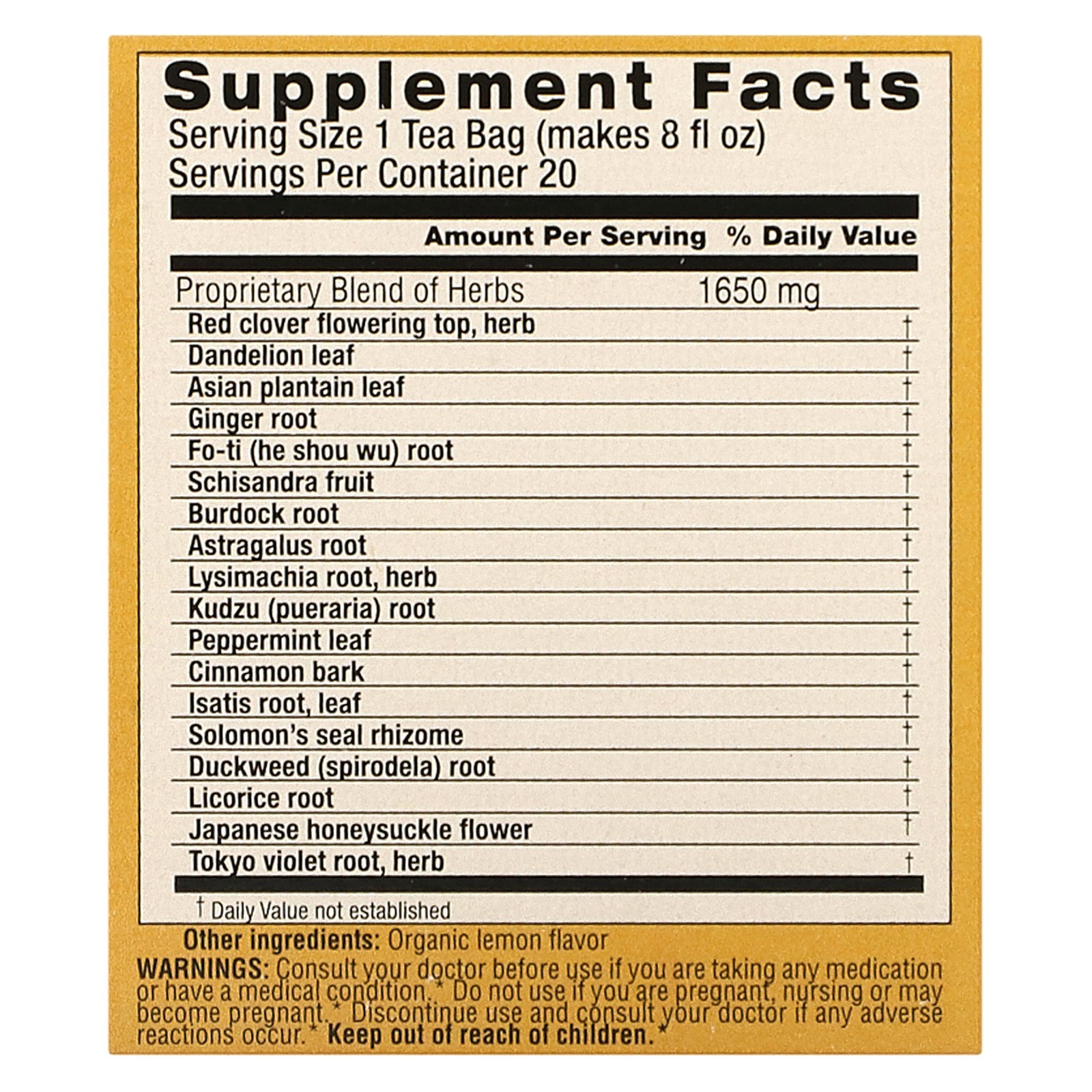 Detox, Caffeine Free, 20 Tea Bags, 1.16 oz (33 g)