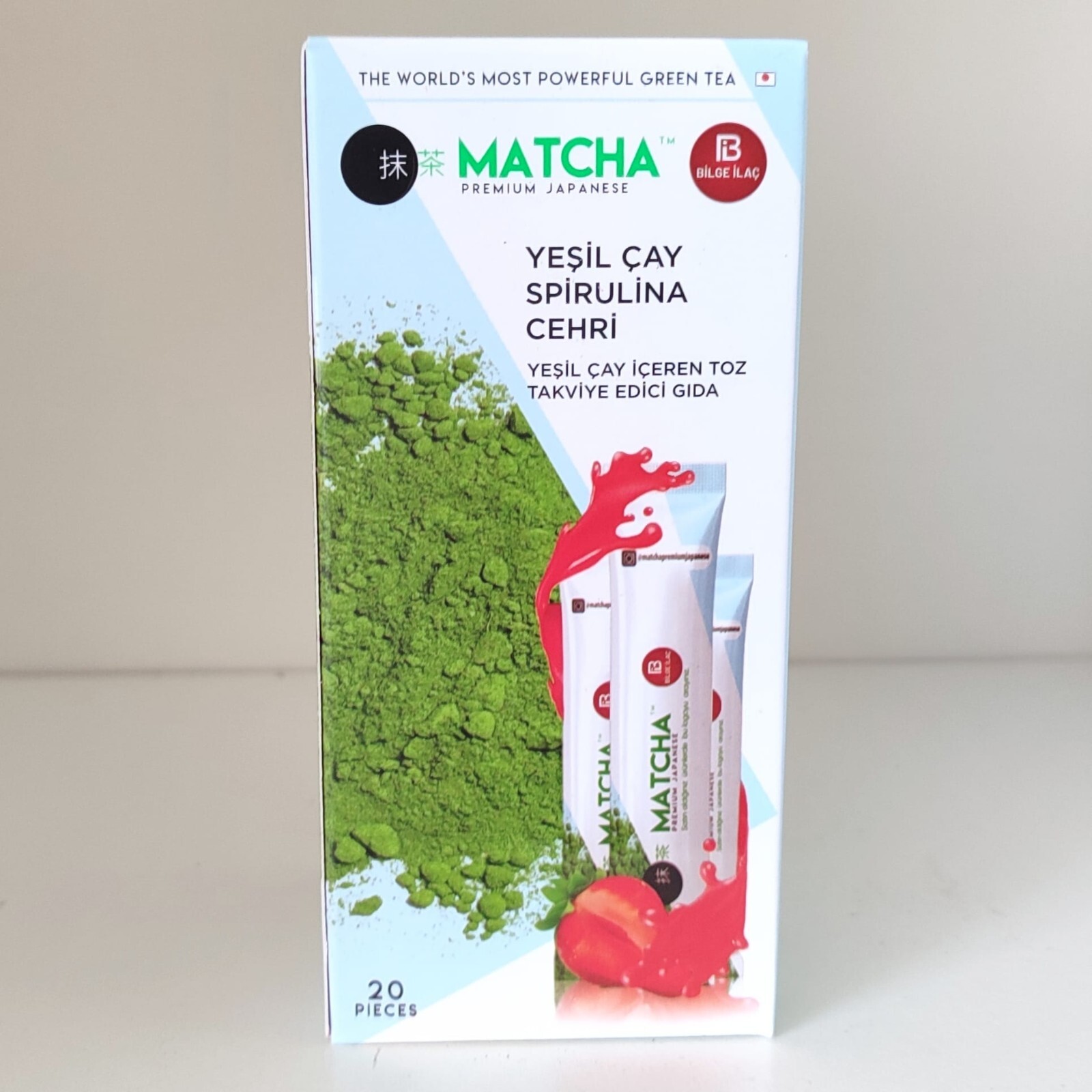 6 PACKS Matcha Detox Premium 6×20 Sachets Japanese Strawberry Green Tea Powder