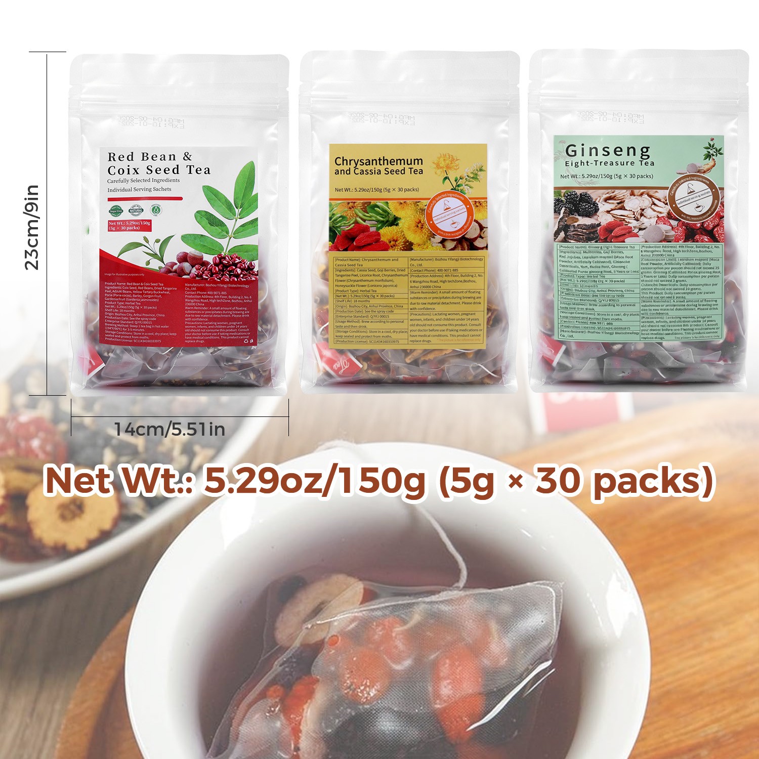 30/60bags Ginseng Six Treasure Tea, Kidney Tea Liver Tea Red Date Kidney Health