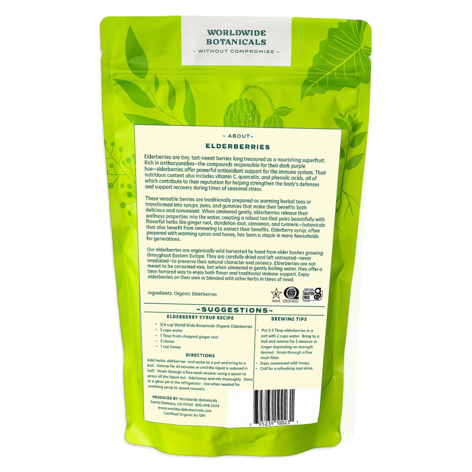Worldwide Botanicals Organic Dried Elderberries, 1 lb – 100% Sambucus 1 Pound
