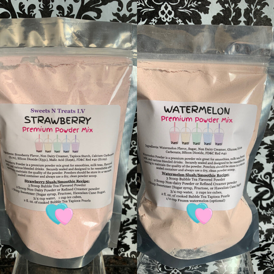 Premium STRAWBERRY WATERMELON Powder Boba Bubble Tea Tapioca Pearl Smoothie12 oz