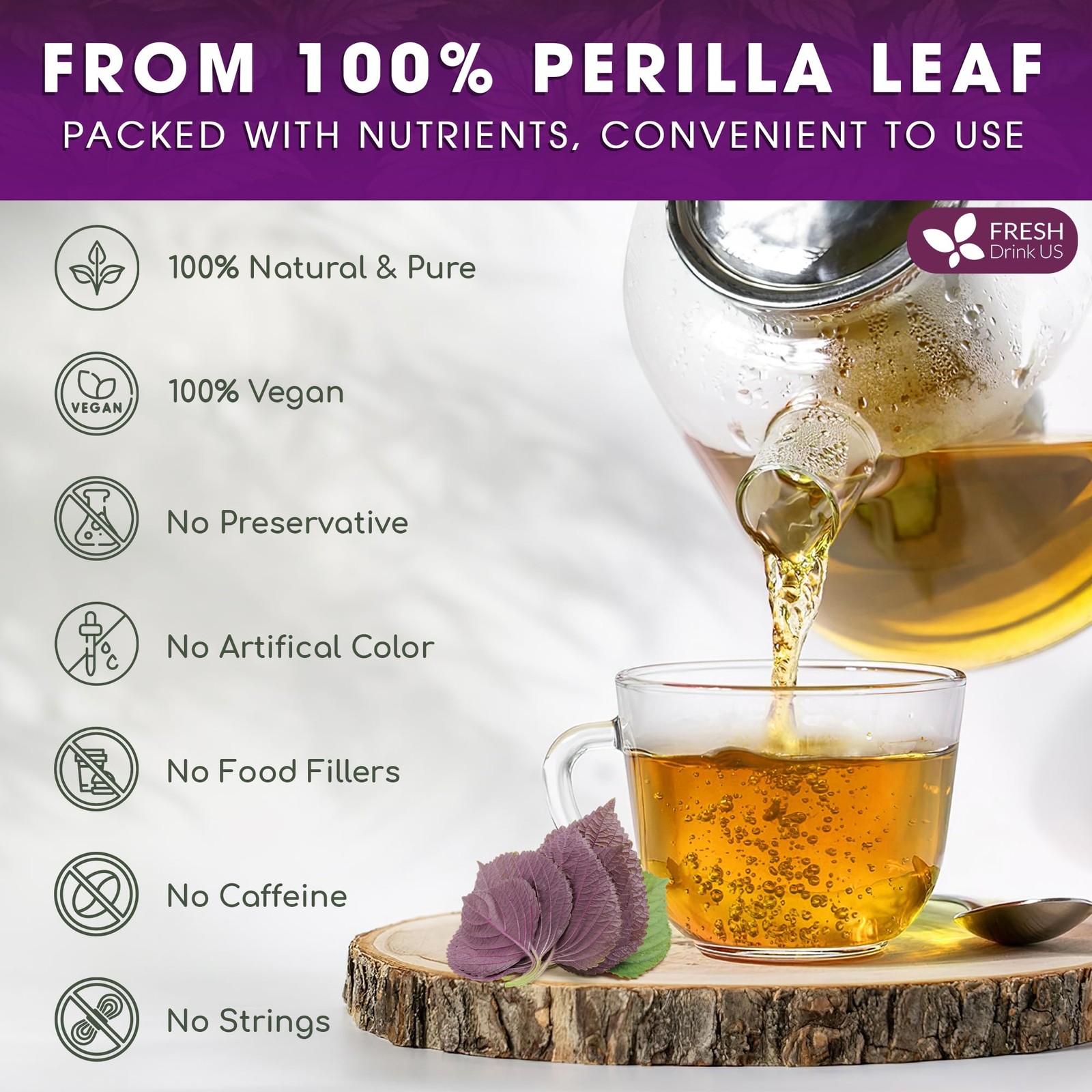 Pure Perilla Leaf Tea Bags – 40 Count | Caffeine-Free, Non-GMO Herbal Tea