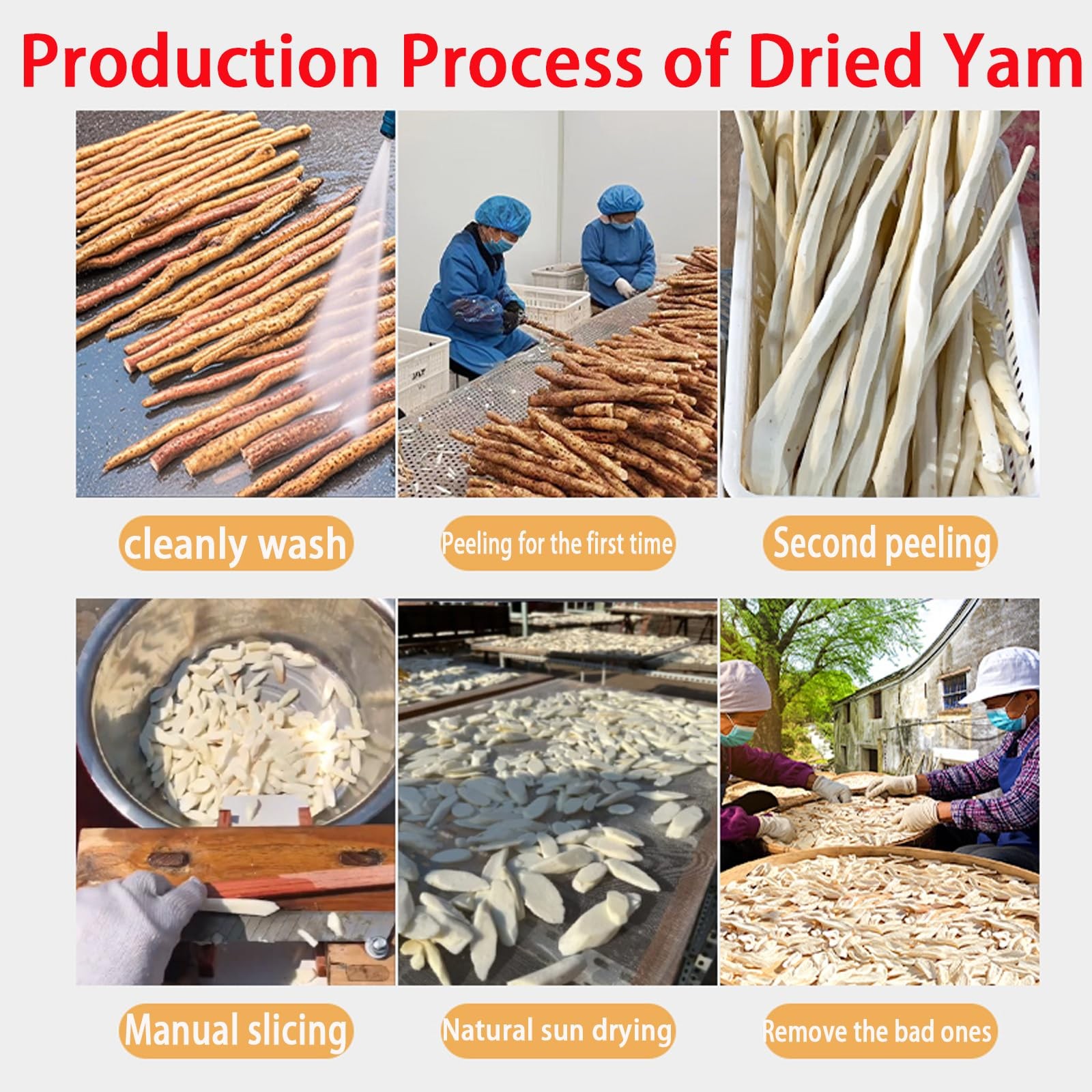 Dried Yam 10.6oz/300g150g*2 Dried Iron Stick Yam Large Slices of Iron Stick B…