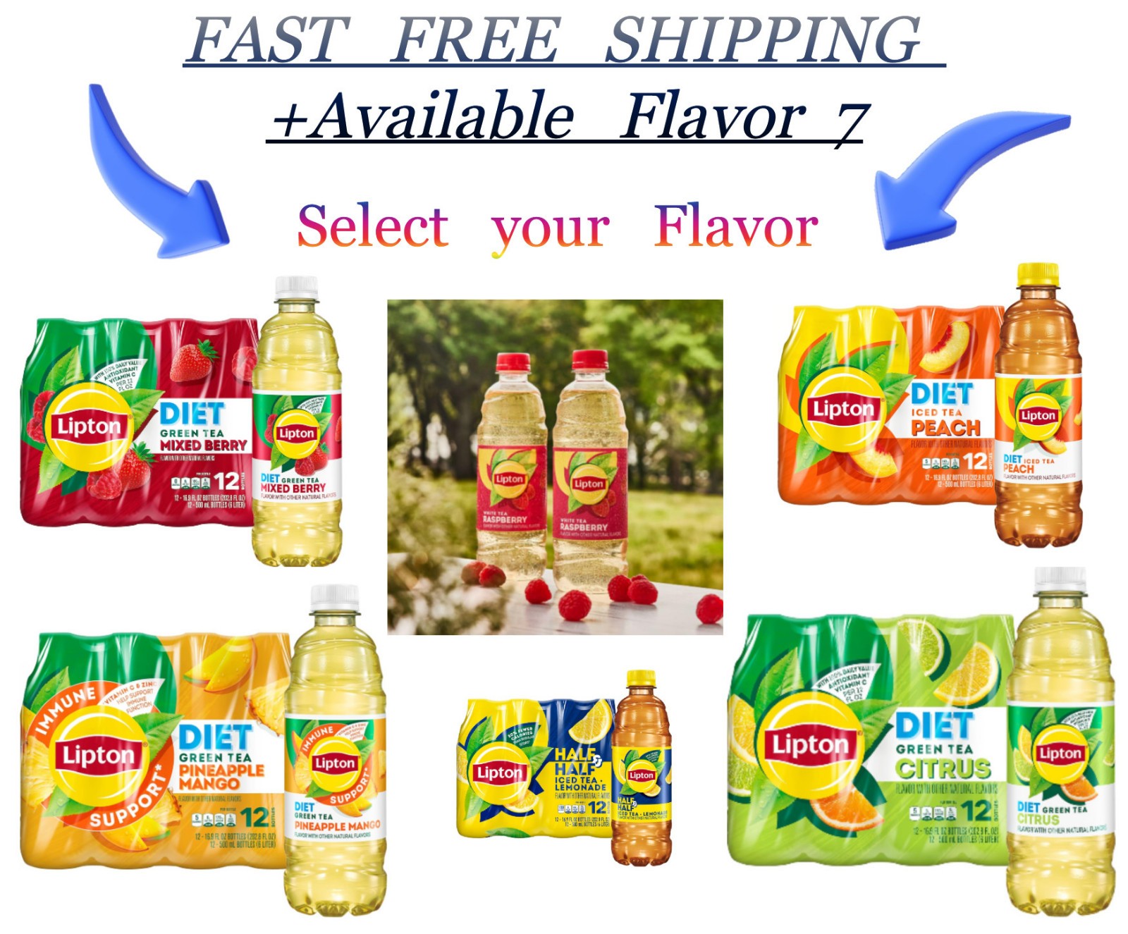 Lipton Iced Tea Refreshing taste blend of tea,16.9 oz (Pack of 12) Choose flavor