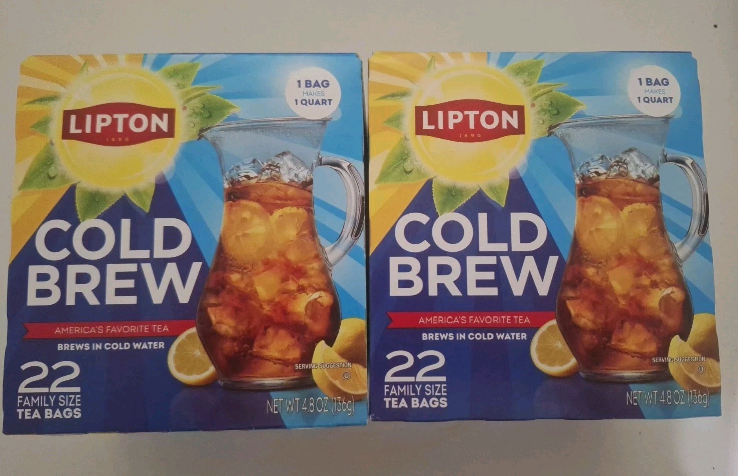 Lipton Cold Brew Iced Tea Bags, Family Size Easy-To-Make 2 Boxes