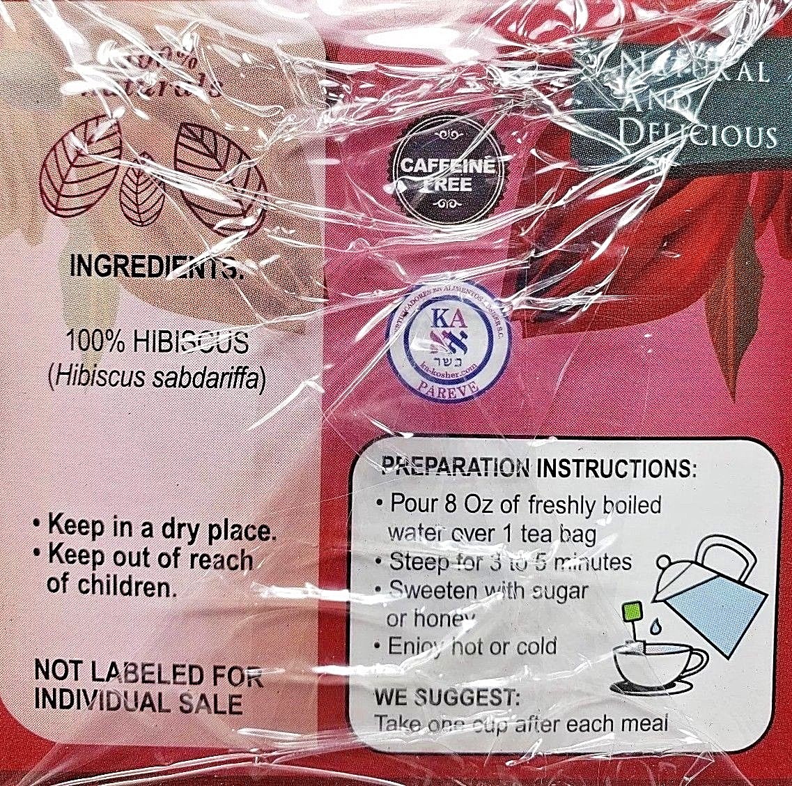 2 Packs TE DE JAMAICA HIBISCUS 50 BAGS 0.03 EACH ANTIOXIDANT Made in Mexico