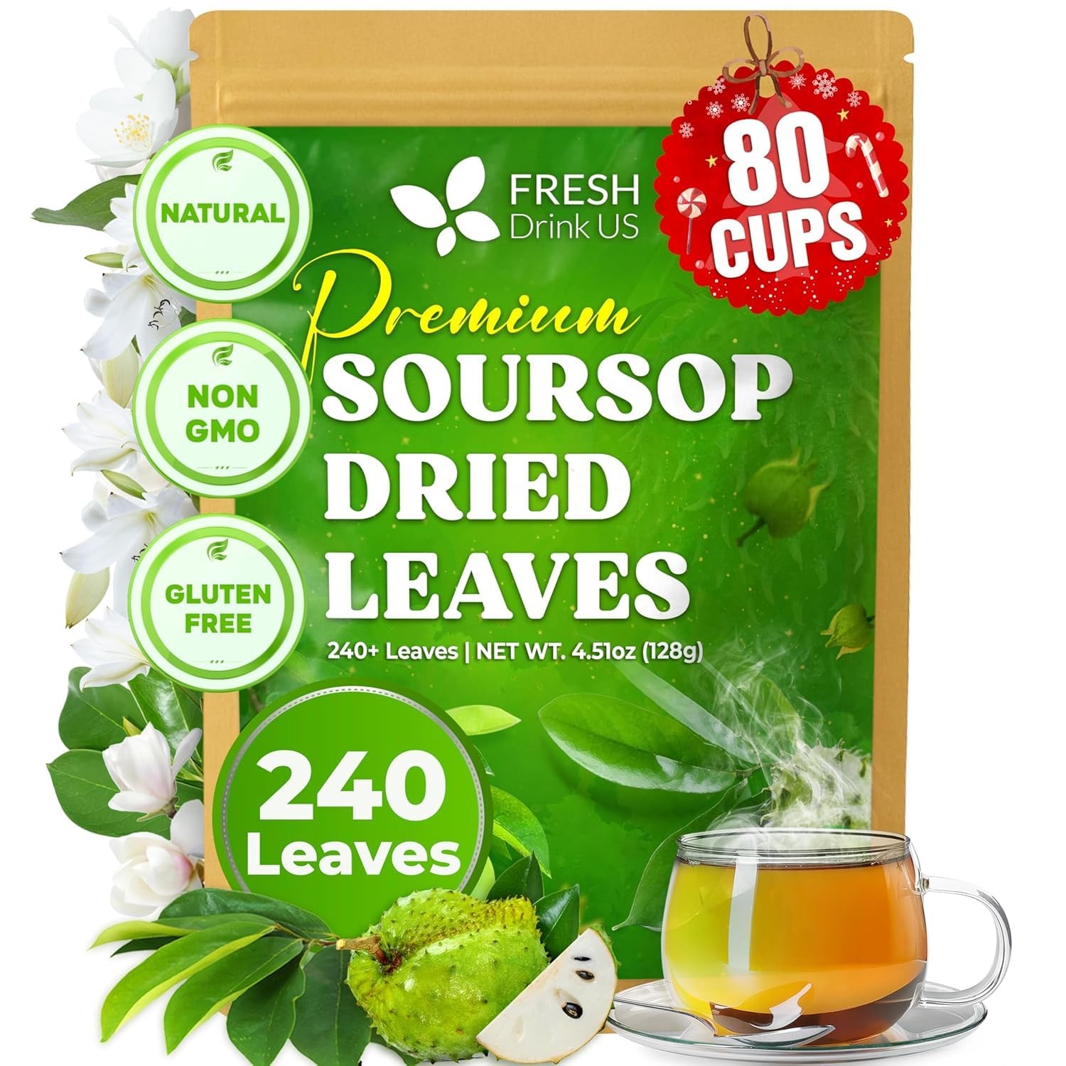 Soursop Leaves Tea – 100% natural, caffeine-free, hand-harvested (240 leaves)