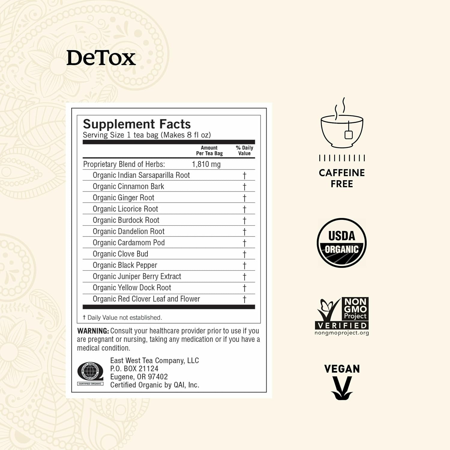 Tea Detox Tea – 16 Tea Bags per Pack (6 Packs) – Organic Detox Tea for Digestive