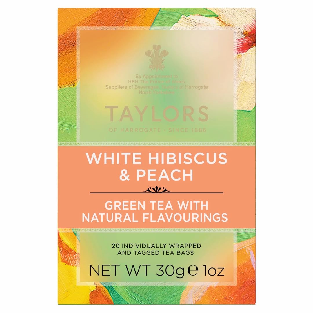 Taylors Of Harrogate Green Tea Peach Hibiscus 20 Count Individually Wrapped Bags