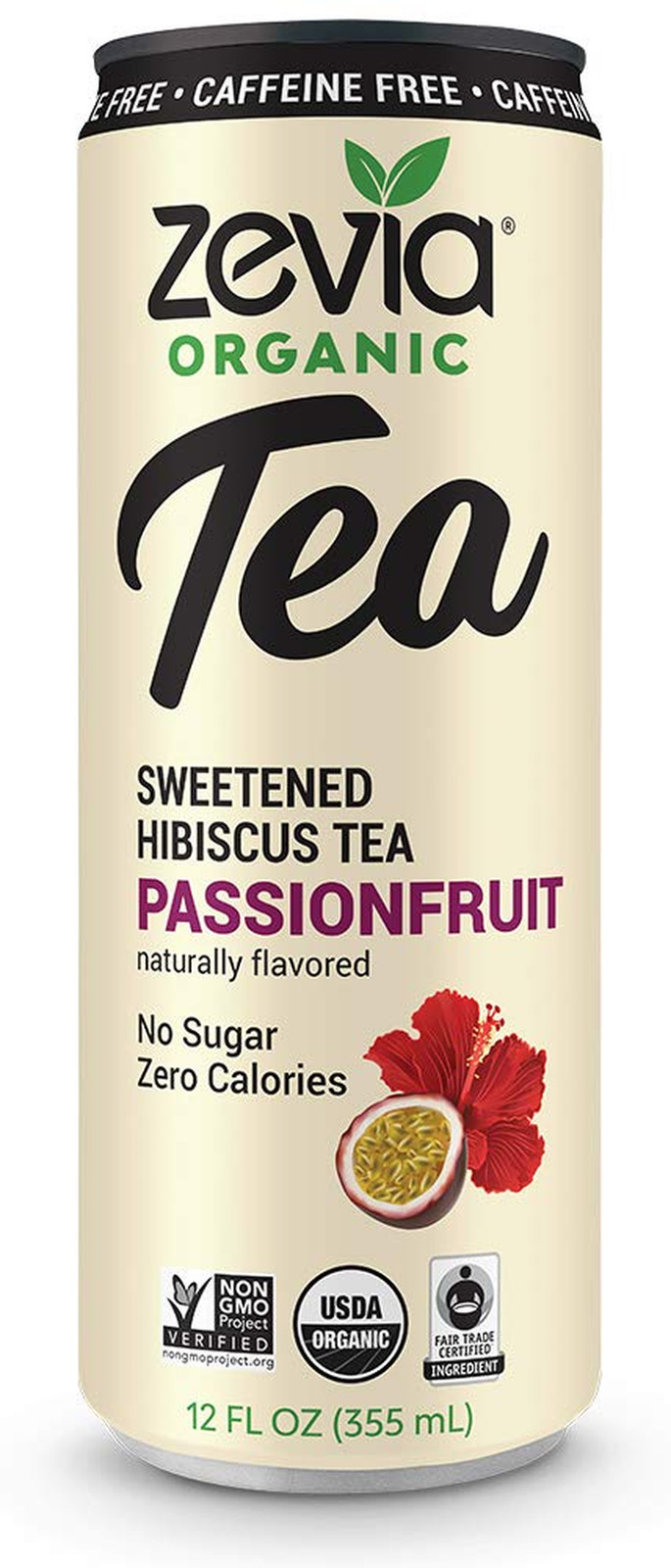 Zero Sugar Tea, Hibiscus Tea with Passionfruit Caffeine Free, 12 oz Cans (12-Pac
