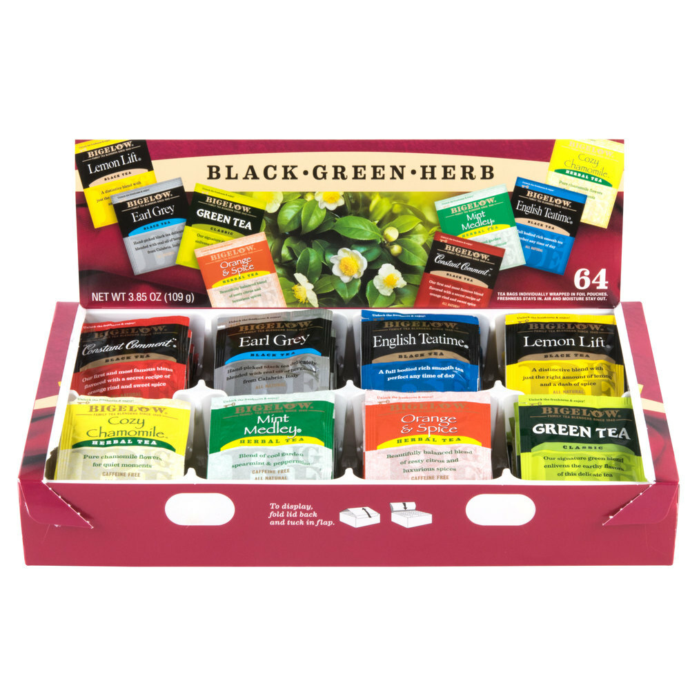 Bigelow Tea Bag Variety Tray Packs – 64/Box (select type)