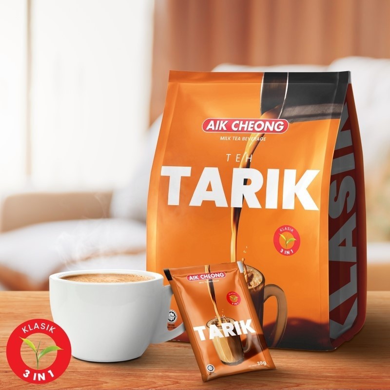 AIK CHEONG Teh Tarik Instant 3in1 Milk Tea Beverage [12 Sachet x 38g] x 10 Packs