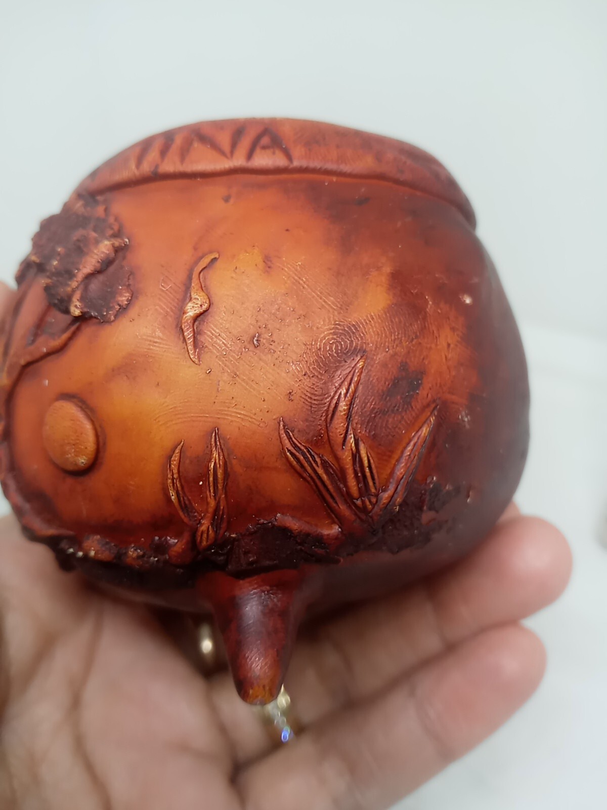Argentina Unique Hand Made Wooden Yerba Mate Cup & Bombilla W Nature Design.