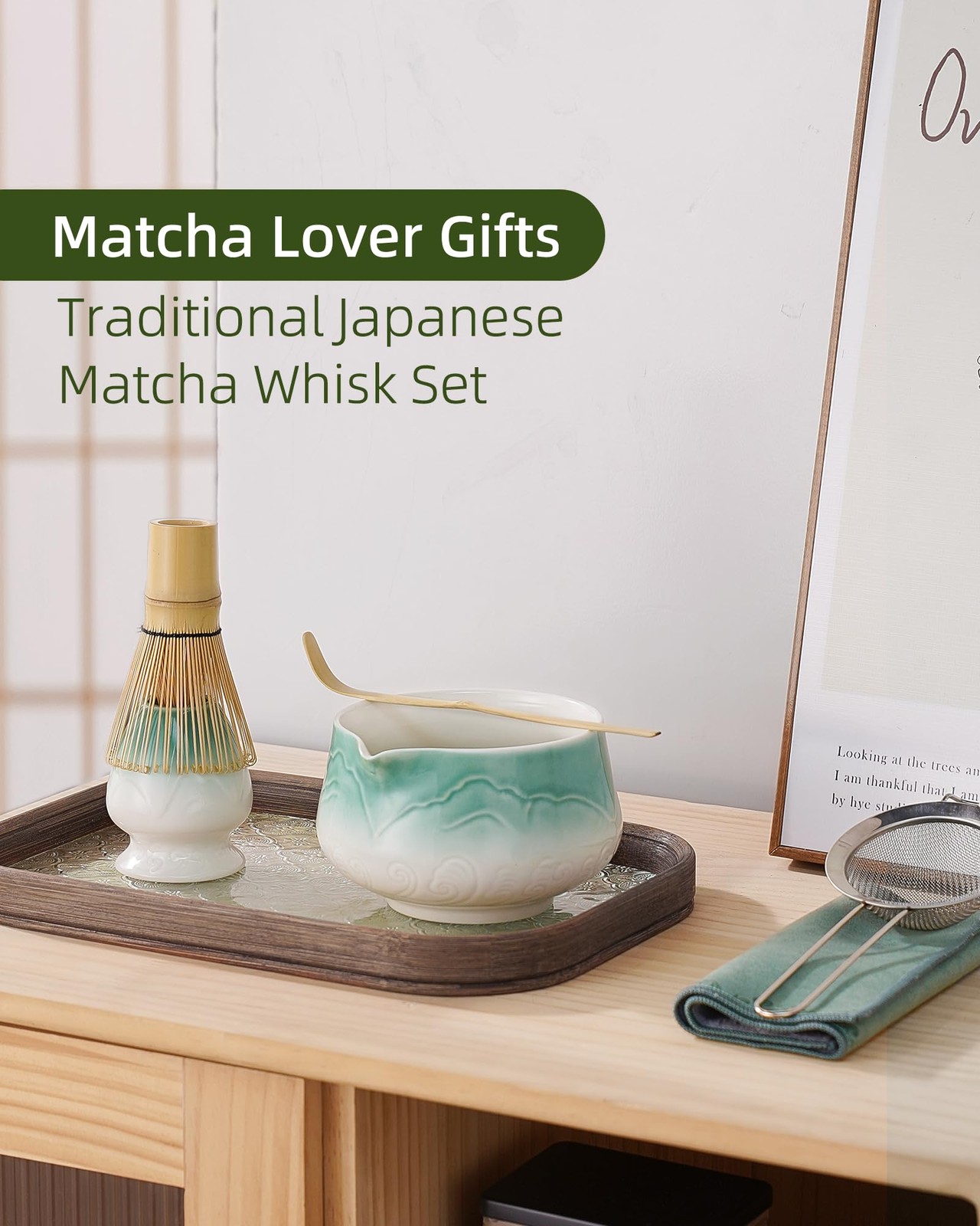 Matcha Whisk Set, 6Pcs Matcha Set Includes Ceramic Bowl, Bamboo Whisk and Cha…