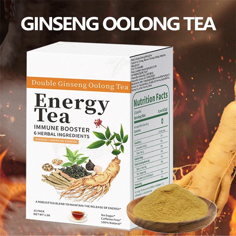 Energy Tea Immune Booster Ginseng -Ginseng Oolong Tea,Kidney Tea for Women & Men