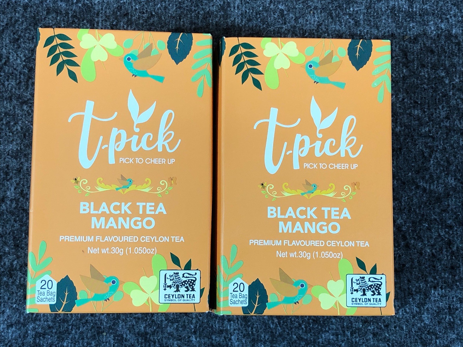 2 PACK t-PICK BLACK TEA MANGO Ceylon Tea 20 Bags Per Box , 40 Tea Bags Total