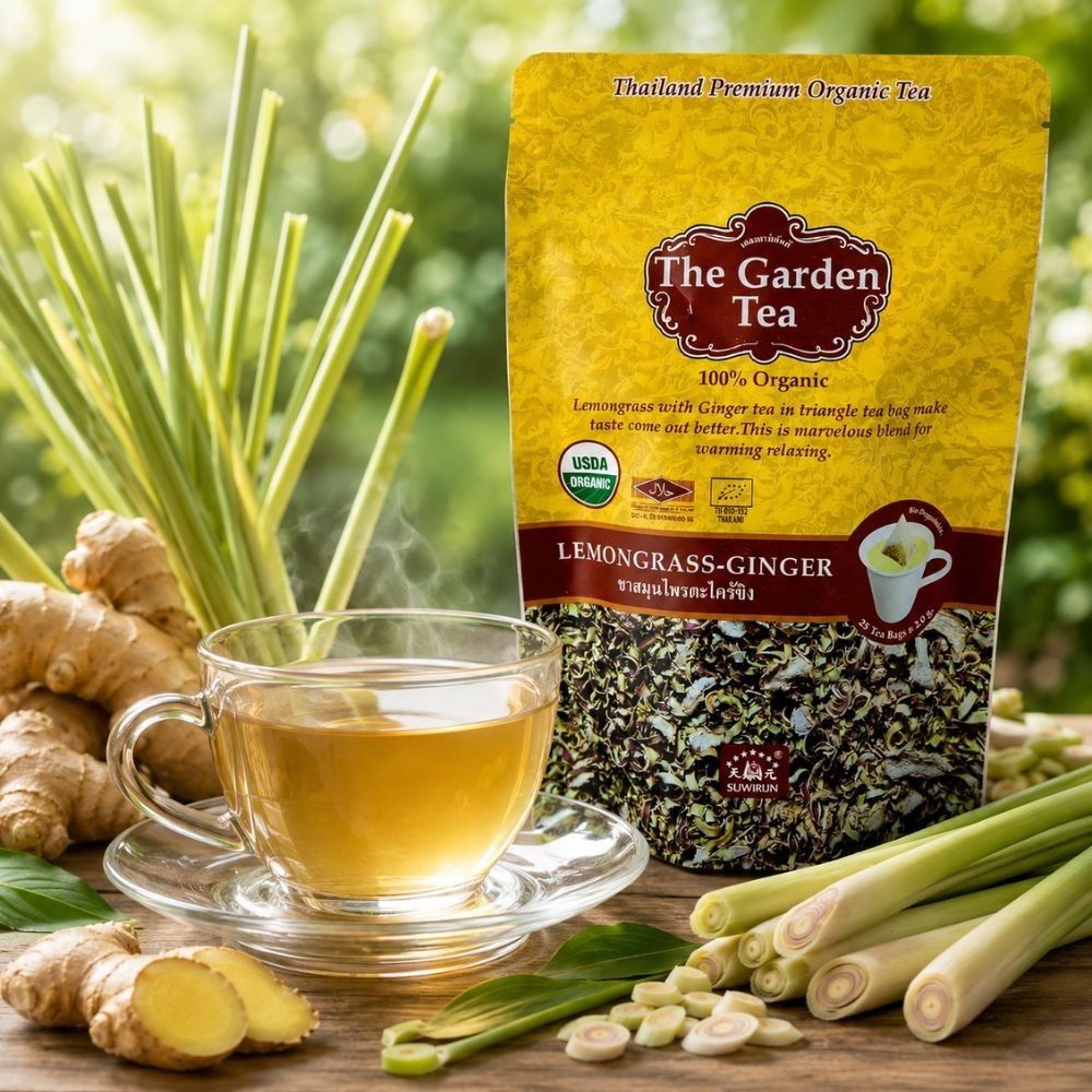 Suwirun Thai Lemongrass Ginger Tea USDA Organic Premium Warming Herbal Support